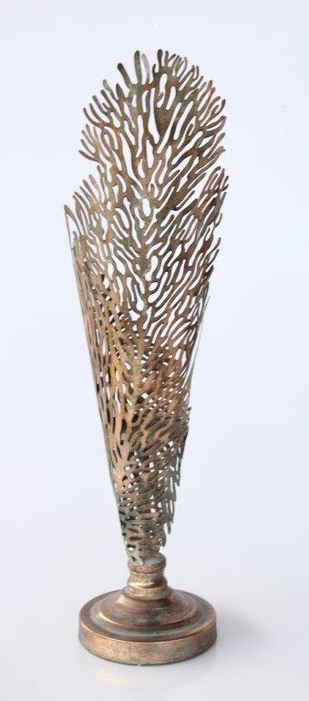 Tall Metal Seaweed Cone Shaped Candle Holder